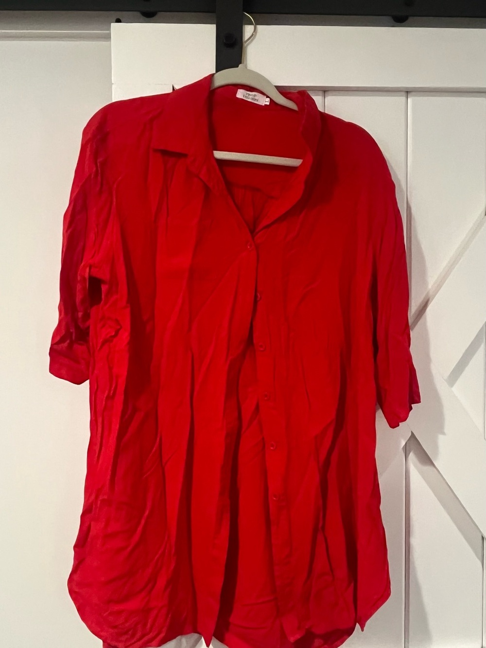 Red Button-Down Shirt - Women's Relaxed Fit